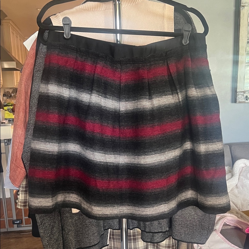 Lands' End Black and Red Striped A-Line Skirt